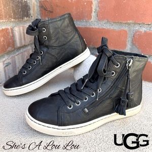 UGG® Australia Blaney Leather High-Top Sneaker in Black Sz 5.5